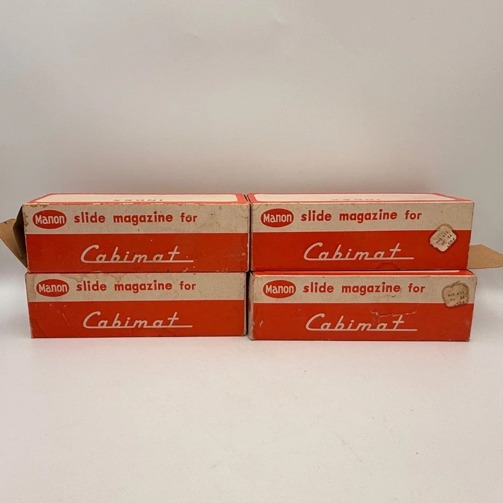 Vintage Manon Slide Magazine for Cabimat Projector Red White Boxes Set of 4